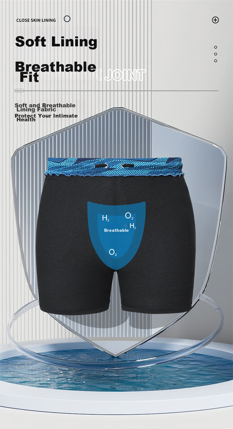 F.DYRAA Men's Swim Trunks, Anti-Embarrassment Double-Layer Quick-Dry Loose-Fit Large Size Hot Spring Swimming Trunks Three-Piece Set 26070 Black 2XL 7