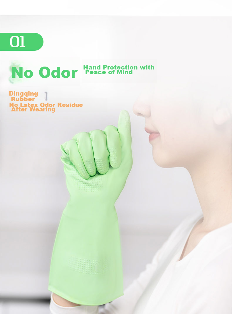 MIAOJIE Low-Sensitivity Rubber Gloves, 1 Pair, Medium Size, Odorless Nitrile Rubber, for Cleaning, Household Chores, Kitchen And Dishwashing 3