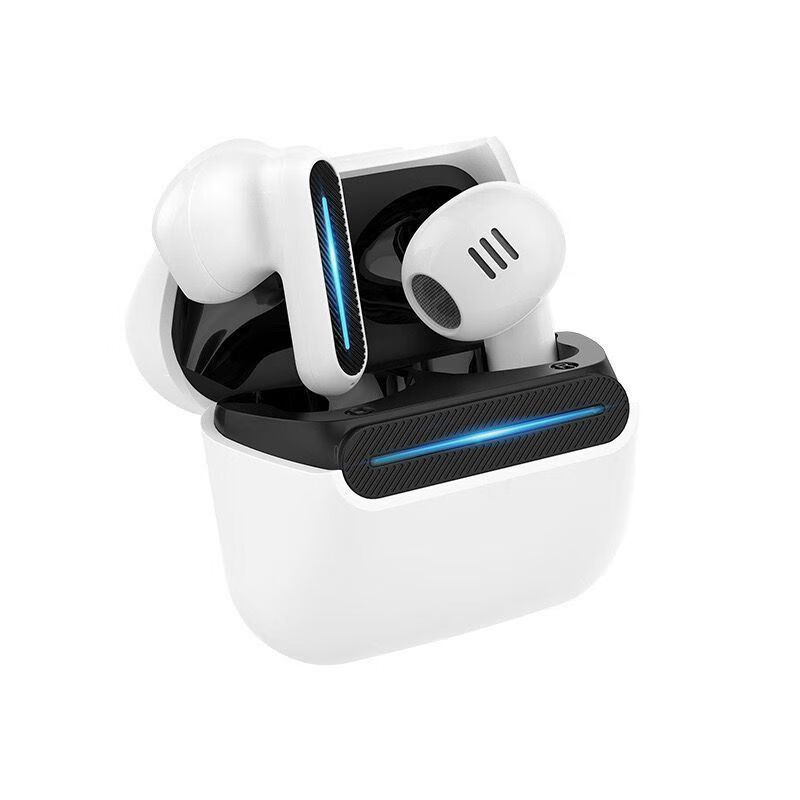 Langston True Wireless Noise-Cancelling Bluetooth Earbuds Long Battery Life Music Gaming Dual Mode MG White 1