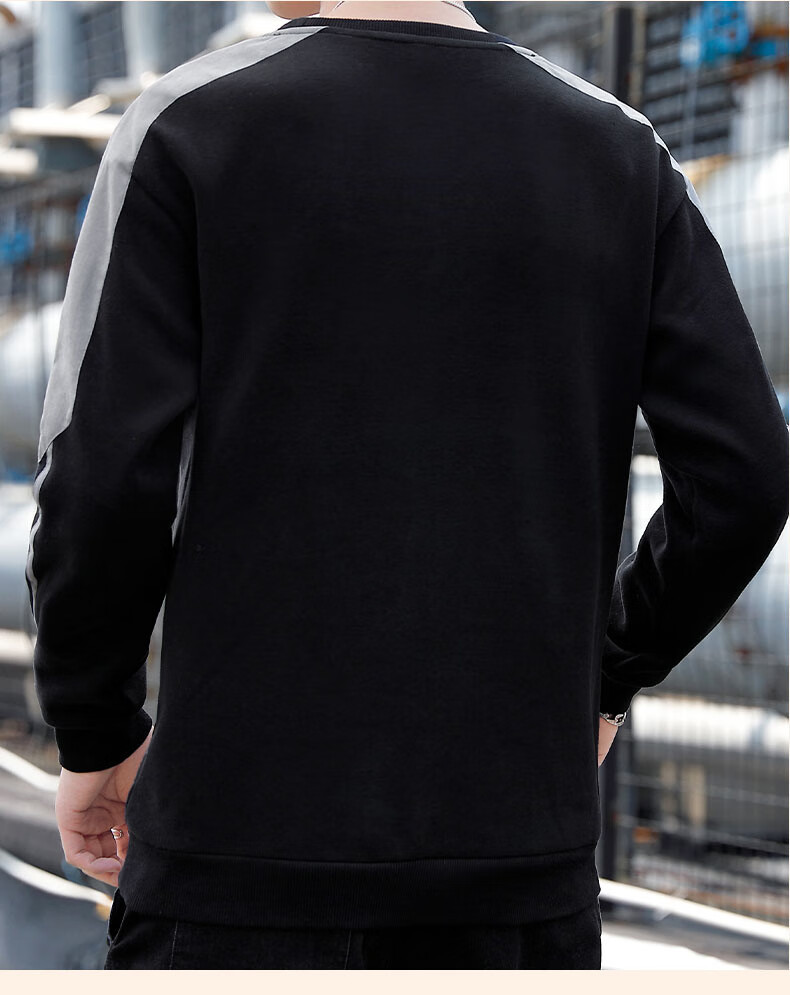 JEEP SPIRIT Men's Sweatshirt, Spring And Autumn Long-Sleeve Casual Base Layer, Trendy Versatile Menswear, Black, XL 16