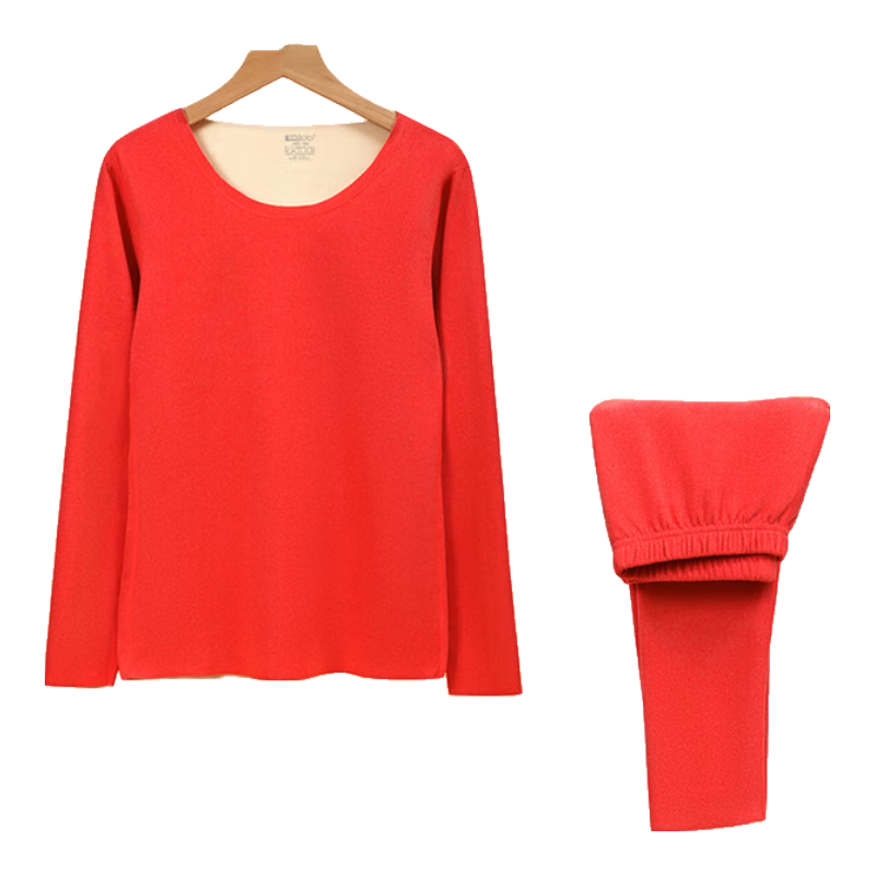 Hodo Home Antibacterial Thermal Underwear Women De Rong Seamless Customizable AB Side Autumn Shirt and Pants Double-Sided Brushed Thin Fleece Set