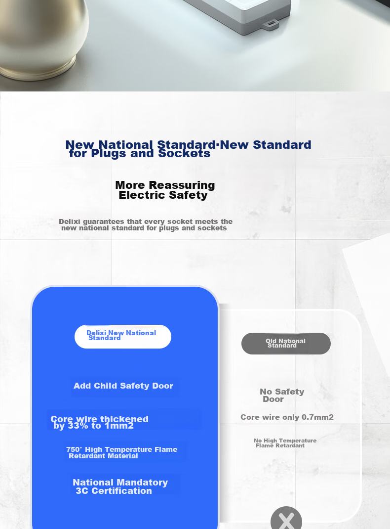 Deli 3C Certified National Standard Power Strip/Extension Cord/Surge Protector with Child Safety Lock, 5 Individual Switches, 3 Meters Long, 3998 5