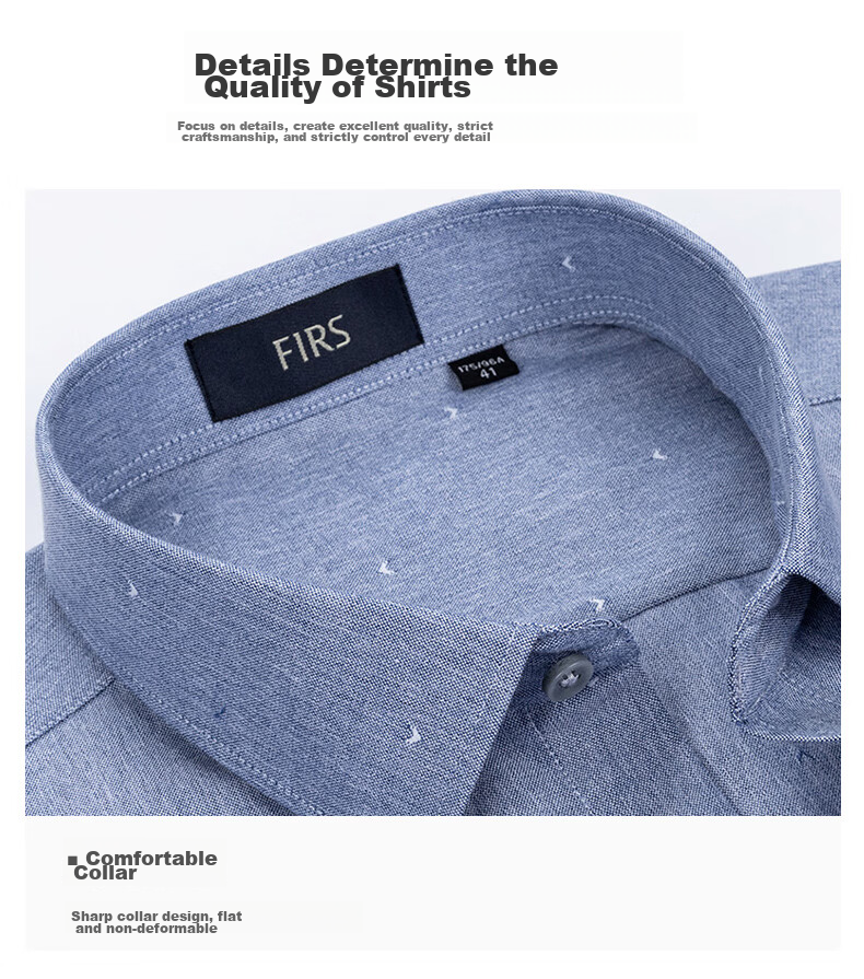 FIRS Long-Sleeve Shirt for Men, Autumn Business Casual Dress Shirt for Young And Middle-Aged Men, Style 7188-1 Gray (Long Sleeve), Size 39 12