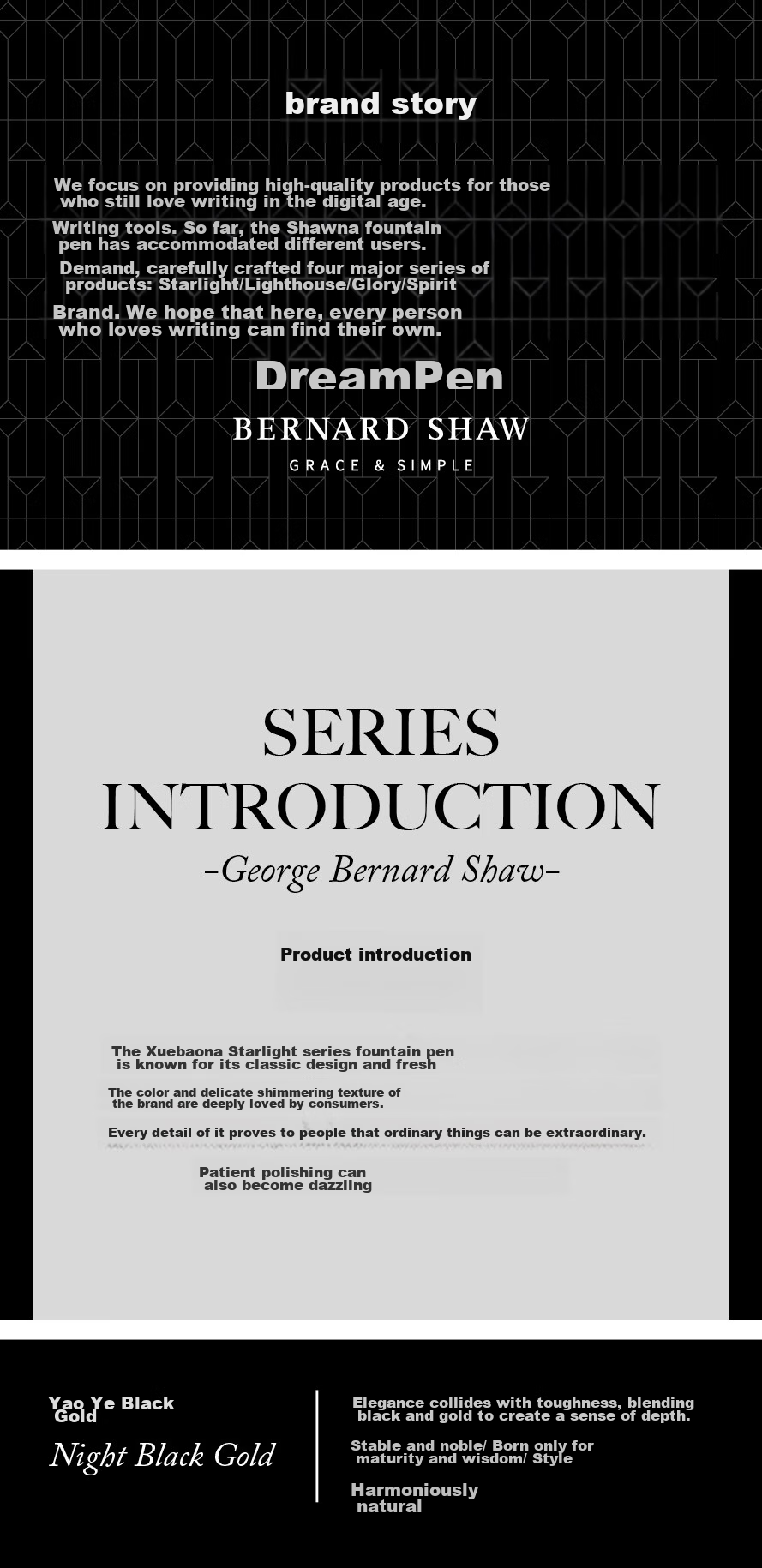 Bernard Shaw Mid-Autumn Festival And National Day Gift Ballpoint Pen, High-End Luxury [Starry Night] Obsidian Black Premium Refill Gift Box Set, High-End Business Office Gift 2