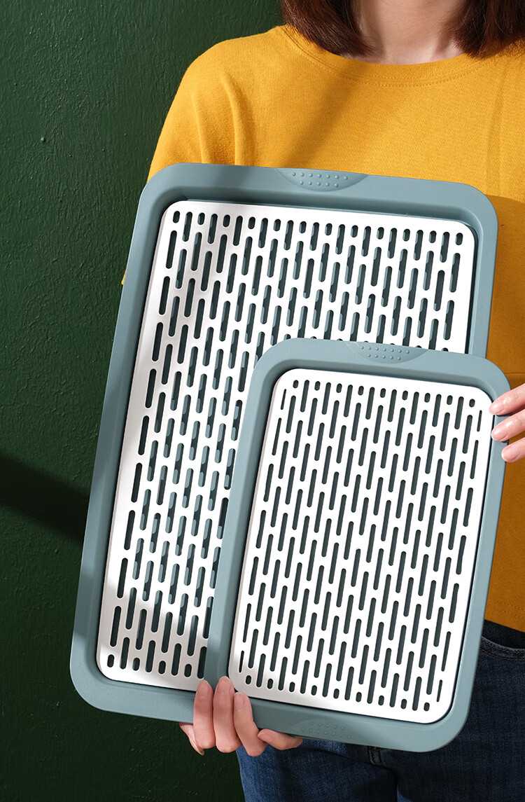 茶盘托盘沥水茶具杯托塑料小滤水盘家用水果盘漏水杯垫餐盘升级带耳款