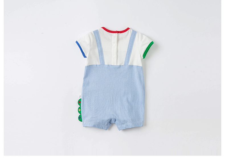 DAVE & BELLA Baby Clothes, Newborn Onesie, Infant Romper, Summer Thin Cotton Style for Boys, DB17261 Blue, Baitiao Pattern, 73cm 10