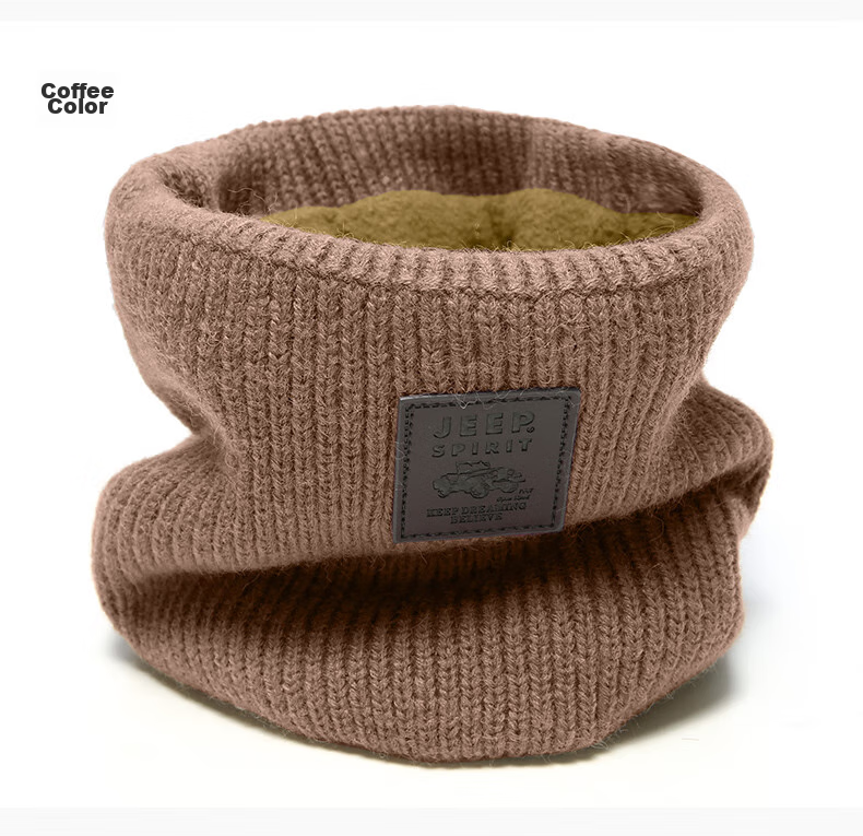 JEEP Men's Hooded Scarf with Fleece Lining for Warmth, Knitted Neck Warmer for Autumn And Winter, Cold-Proof Neck Gaiter A0636 17