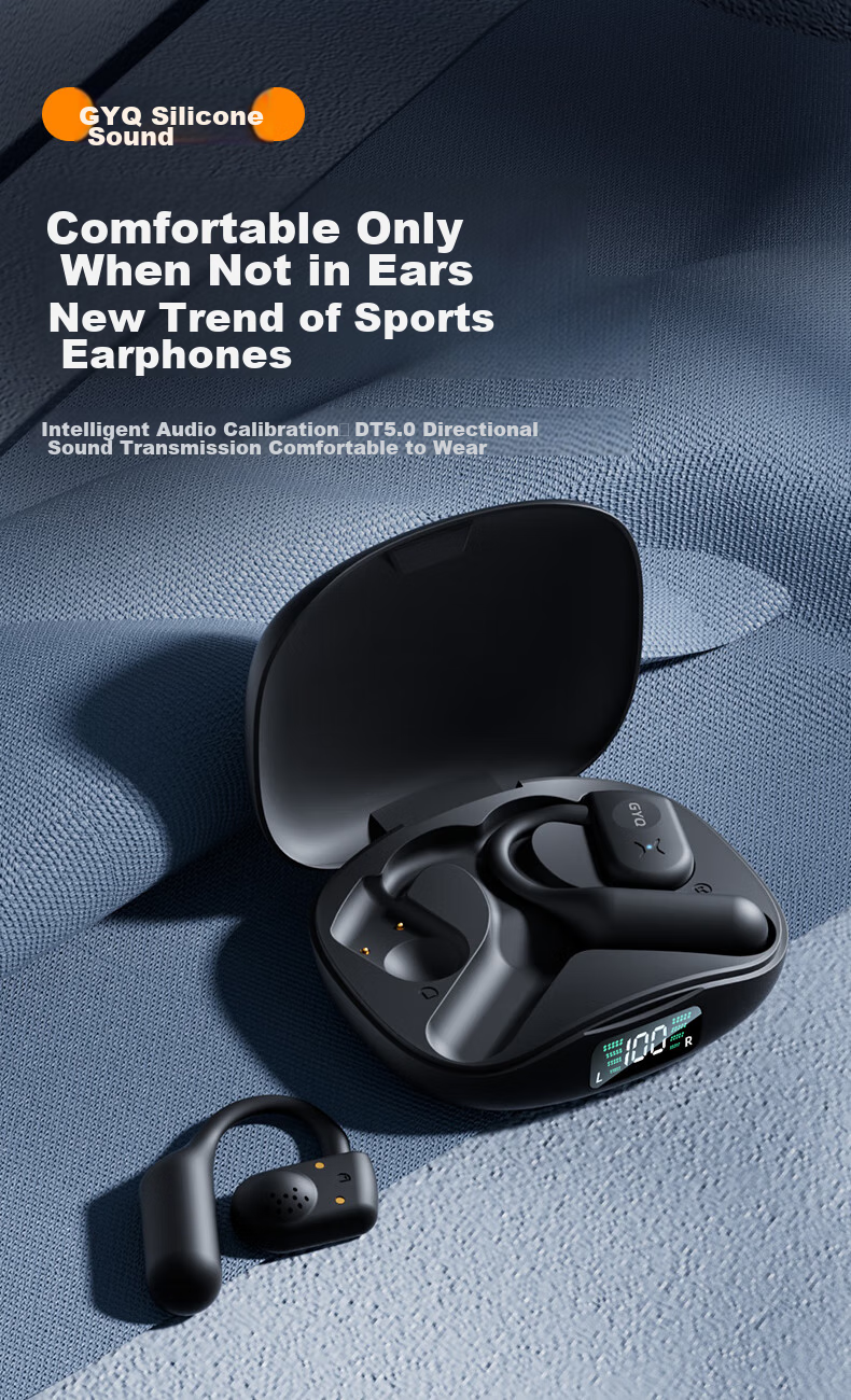 Guiyin [2026 New Model] Bluetooth Earphones, Over-Ear Wireless Non-Bone Conduction Clip-On Sports Running Music Noise-Cancelling + Ultra-Long Battery Life, Comfortable for Ears, No Pain, Invoice Available 2