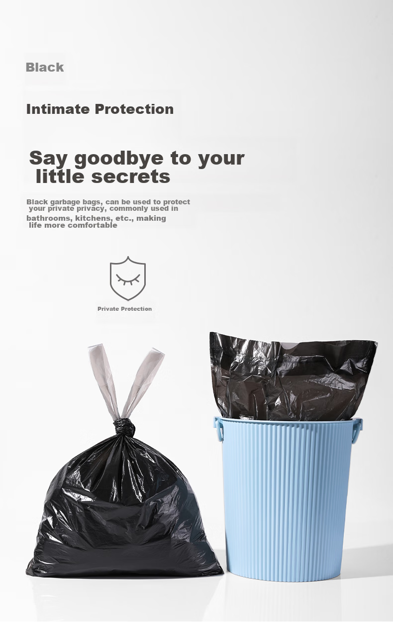 MARYYA [Ren Jialun's Choice] Drawstring Garbage Bags, Black, 45*50cm, 100 Pieces, 1 Micron Thick, Tear-Free, for Kitchen, Home And Office Use 10