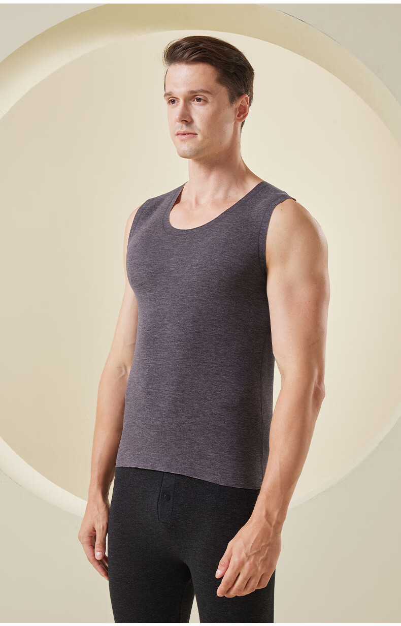 YUZHAOLIN Men's Thermal Vest, Autumn And Winter Seamless, Contains Wool And Silk, German Velvet, Large Size Undershirt Vest for Men, 2-Piece Set 27