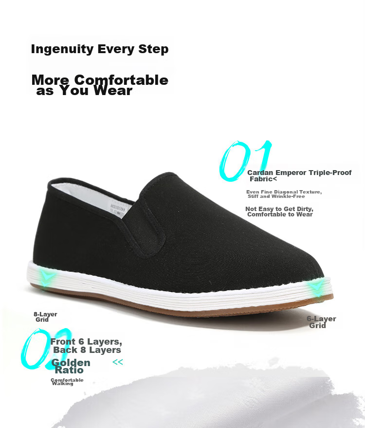 Laomeihua [Classic Mugwort Style], Traditional Beijing Cloth Shoes with Thousand-Layer Sole, Breathable And Foot-Friendly Slip-Ons, Size 38 19