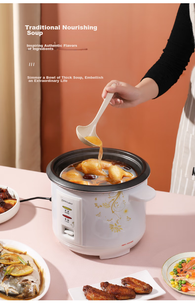 Royalstar Home Rice Cooker for 4-5 People, Traditional Old-Style Electric Rice Cooker with Straight Pot Design, One-Touch Operation, Firewood Rice, Automatic Heat Preservation, Simple to Use for Elderly, Includes Steamer Basket, 5 Liters RZ-50B 12
