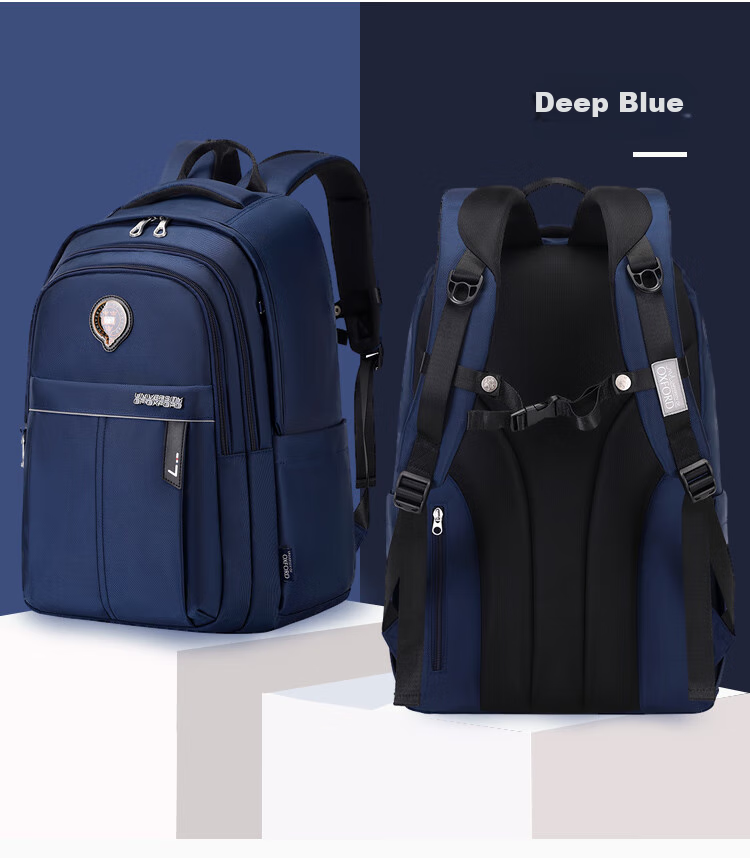 UNIVERSITY OF OXFORD Backpack for Male And Female Middle School Students, High School Students' Shoulder Bag, Lightweight Travel Backpack X1073 Dark Blue 24
