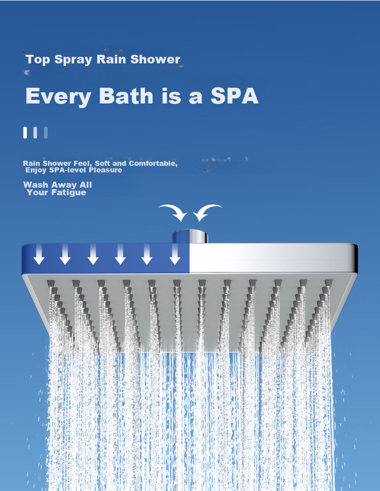 Larsd Ceiling Shower Head, Shower Sprayer, Top Spray, Pressurized Water-Saving Square Large Shower Head AL8076 4