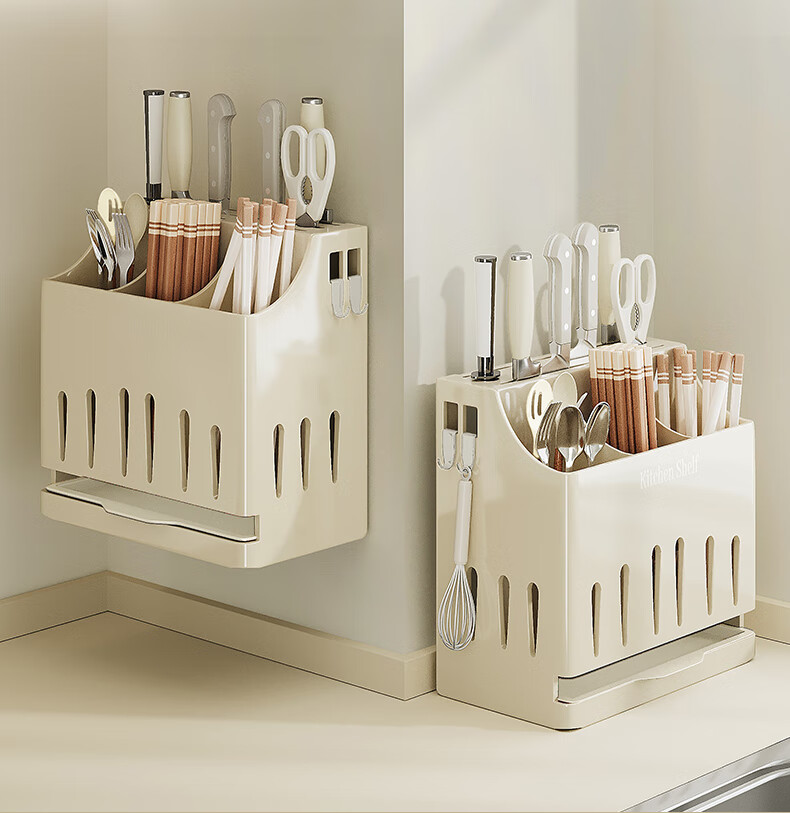 Shuaishi Kitchen Knife Holder, Stainless Steel Cutlery Storage Rack, Integrated Cutting Board And Utensil Organizer 2