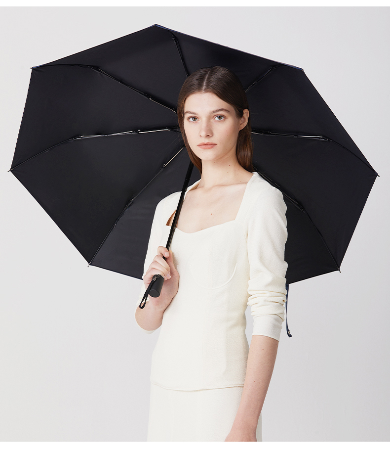 MARJA KURKI Summer Sun Protection Umbrella, Manual Dual-Purpose for Rain Or Shine, Printed Three-Fold Black Gel Parasol, Women's Gift Box Set, Hushanmi 4