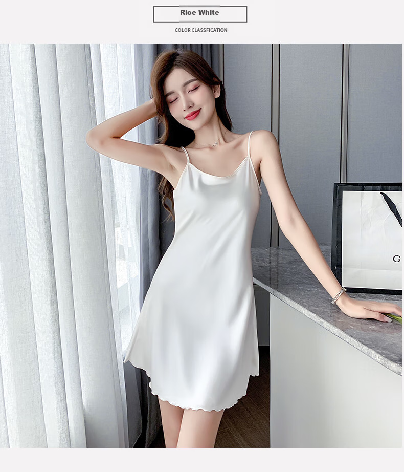 LangSha Sexy Nightgown for Women, Faux Silk Sleepwear, Elegant Spring And Summer Ladies' Loungewear 13
