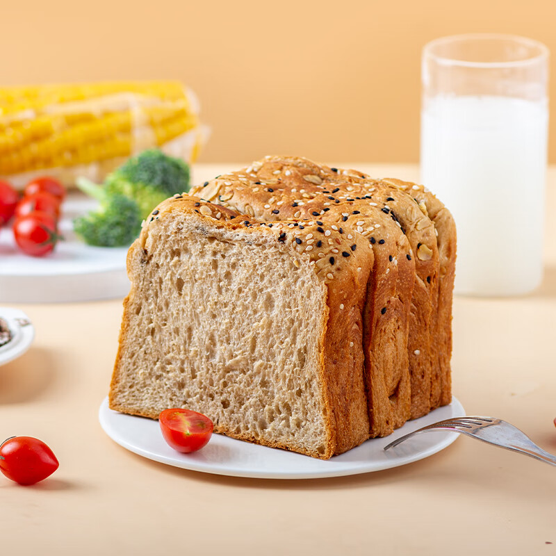 千焙屋 无蔗糖粗粮全麦吐司面包 早餐代餐主食健身轻食饱腹840g整箱点心