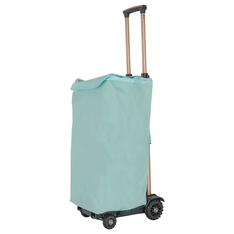 SELORSS Folding Grocery Cart, Lightweight Small Pull Cart, Flatbed Cart, Four Wheels, Load Capacity 50 Kg, BY04 with Fresh Green Bag