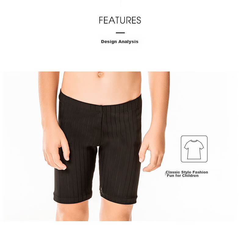 BALNEAIRE Youth Swim Shorts, Mid-Length Professional Training Sports Boys Swimming Hot Spring Bathing Suit, 250012 Black, Size 100 4