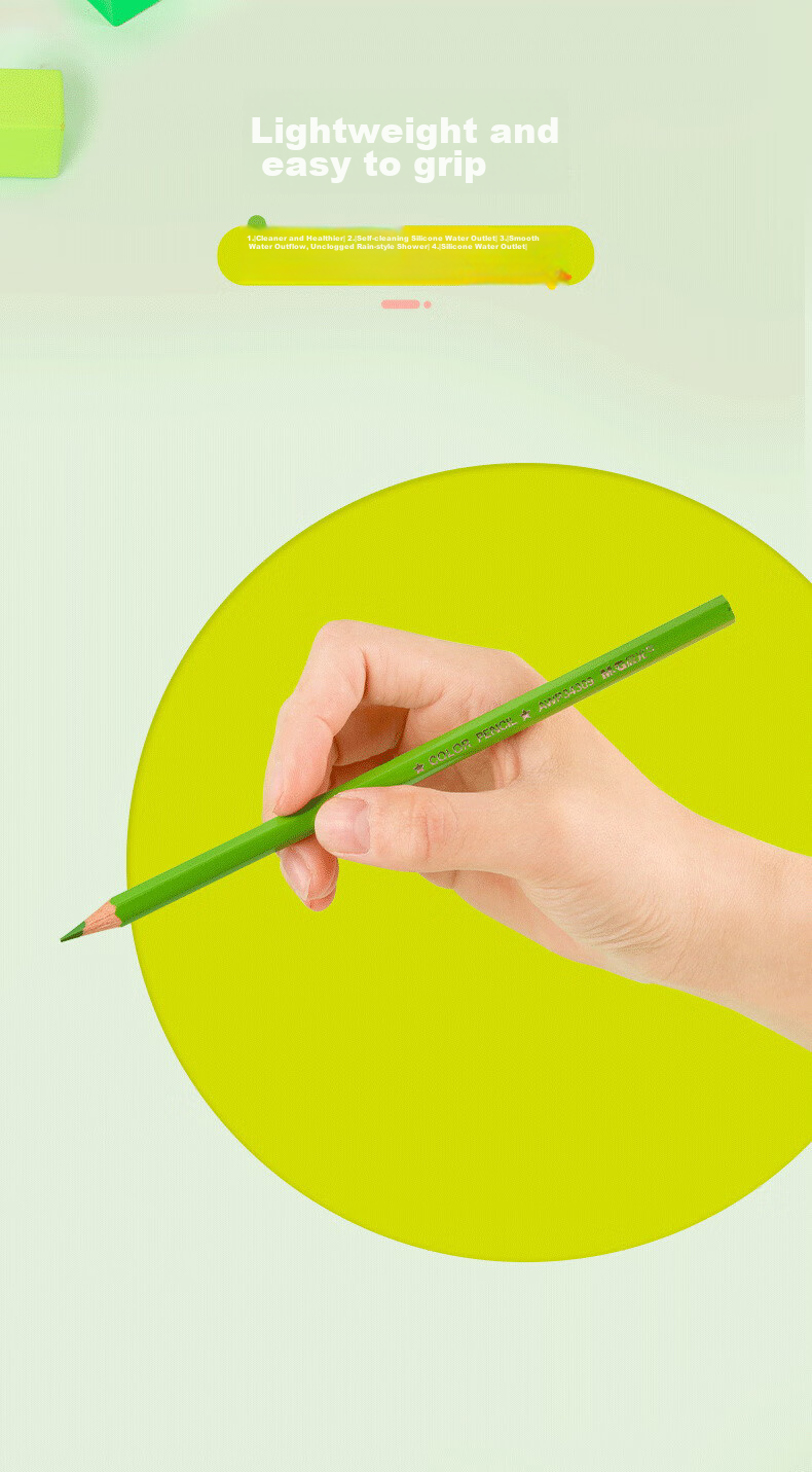M&G Stationery 72-Color Oil-Based Colored Pencils Student Art Drawing Coloring Recommended Exam Children's Painting Girls Birthday Back-to-School Gift AWP34399 Green Tube 5