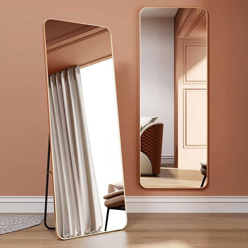 XINGKAI Full-Length Dressing Mirror Wall-Mounted Floor Mirror for Bedroom JY89 Gold 146*36cm