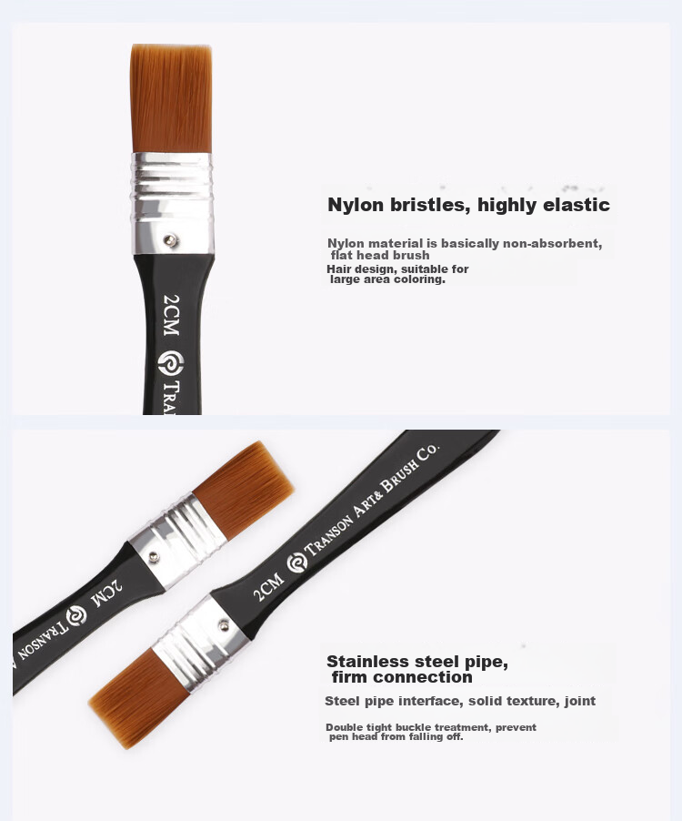 Transon Nylon Brush Set Paint Brushes for Wall Painting, Acrylic Paint, Watercolor, Gouache, Oil Painting, Children's Art, Flat Brush Tools - Single 6# Sketching Markers Drawing 5