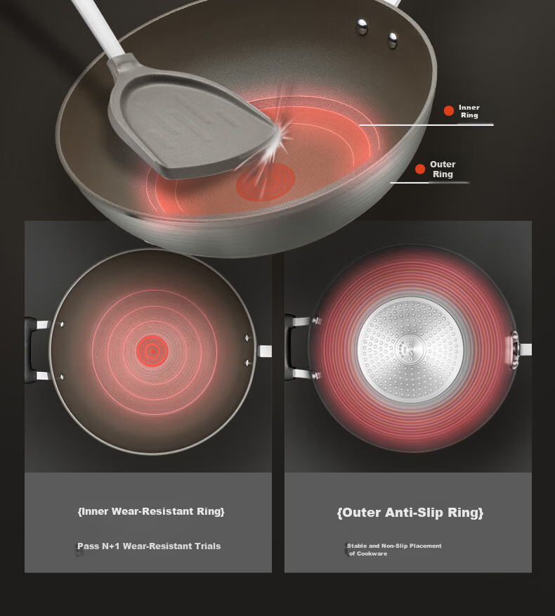 SUPOR Non-Stick Wok Pan, Household Cooking Pan 30cm Titanium Ceramic Multi-Functional Frying Pan Compatible with Induction Cooker And Gas Stove 9