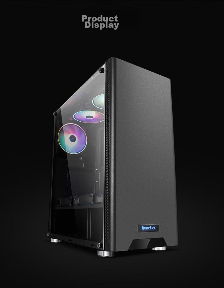Huntkey GS500C Black Case (Side Panel Window/ATX Motherboard Support/Wide Gaming PC Case/Long Graphics Card Support/Black Cable Management/Gold-Stamped Feet) 20
