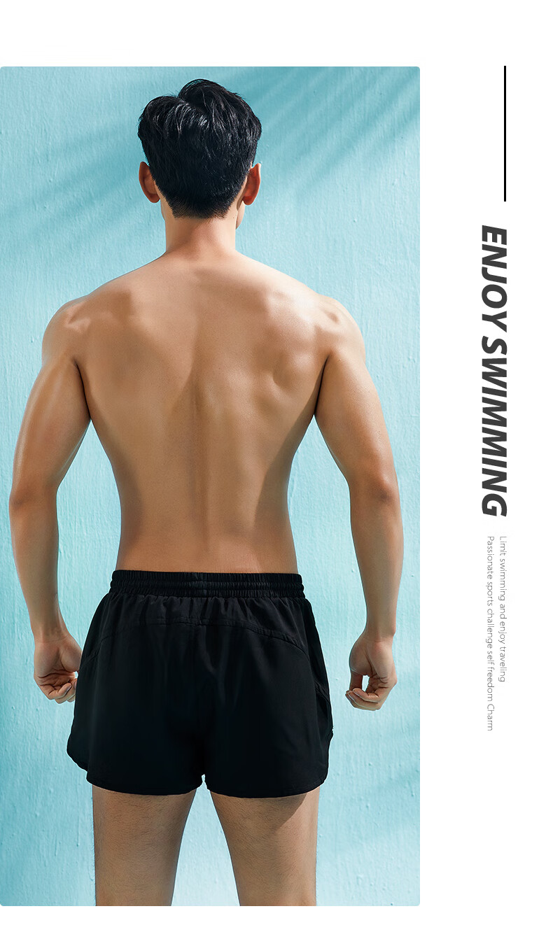 Li-Ning Swimming Trunks for Men, Anti-Embarrassment Swim Shorts, Square Leg, Double-Layered, Anti-Exposure, Suitable for Both Water And Land, Beach Shorts, 337 XL 10