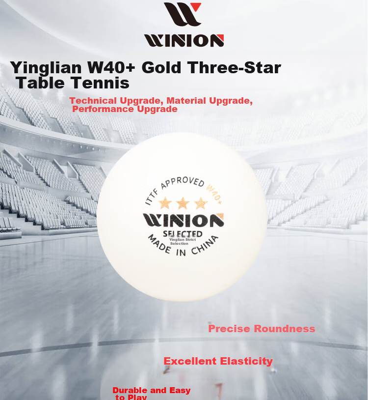 WINION Premium Table Tennis Balls Gold Three Stars E40+ New Material 3-Star Professional Competition Ping Pong Balls White 6-Pack 1