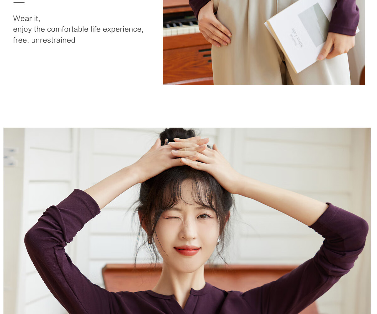 Halo Queen Long-Sleeve T-Shirt for Women, Wilderness Maillard Style Spring And Autumn Raglan Sleeve Rabbit Base Shirt Casual New Product H143T2017 32