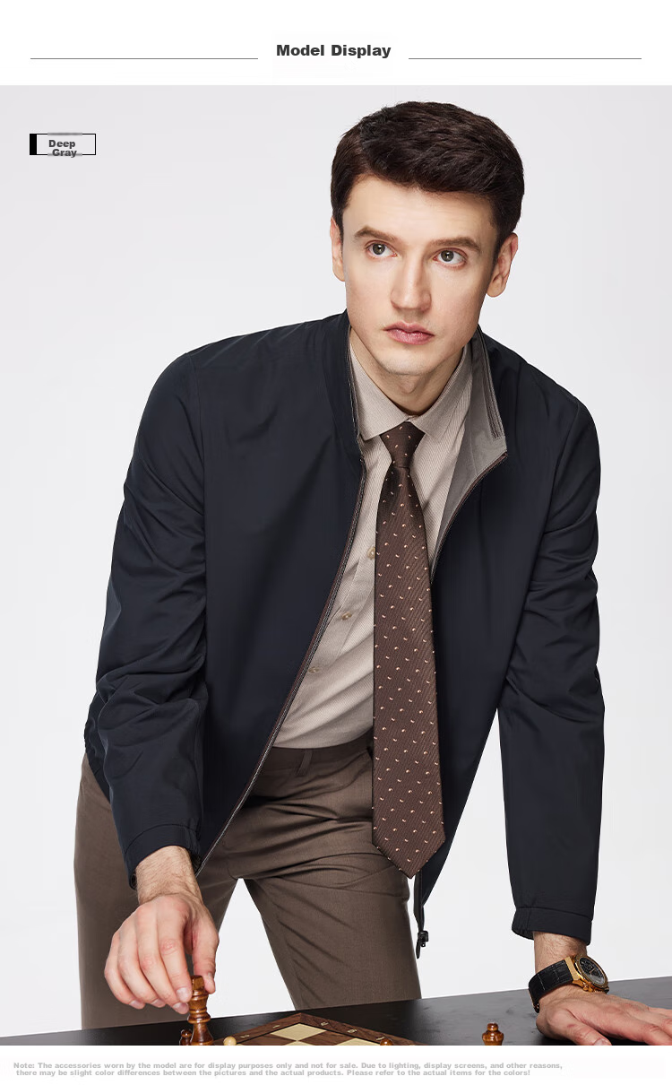 FIRS Jacket, Double-Sided Wear, Hooded, Detachable Stand Collar, Contrasting Colors, Spring Business Commute, Soft Breathable Comfortable Casual Coat 8