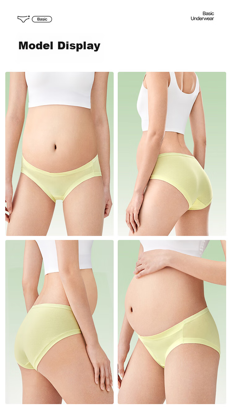 PurCotton Maternity Underwear, Knitted Low-Rise Pure Cotton Panties, Specialized for Pregnancy And Postpartum, Triangle Briefs, 2 Pieces, Skin Color + Pink, Size L 18