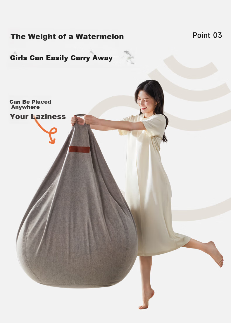 LUCKYSAC Lazy Bean Bag Sofa, Single-Person Fabric Sofa for Living Room, Bedroom, Balcony, Flagship Model in Warm Gray 15