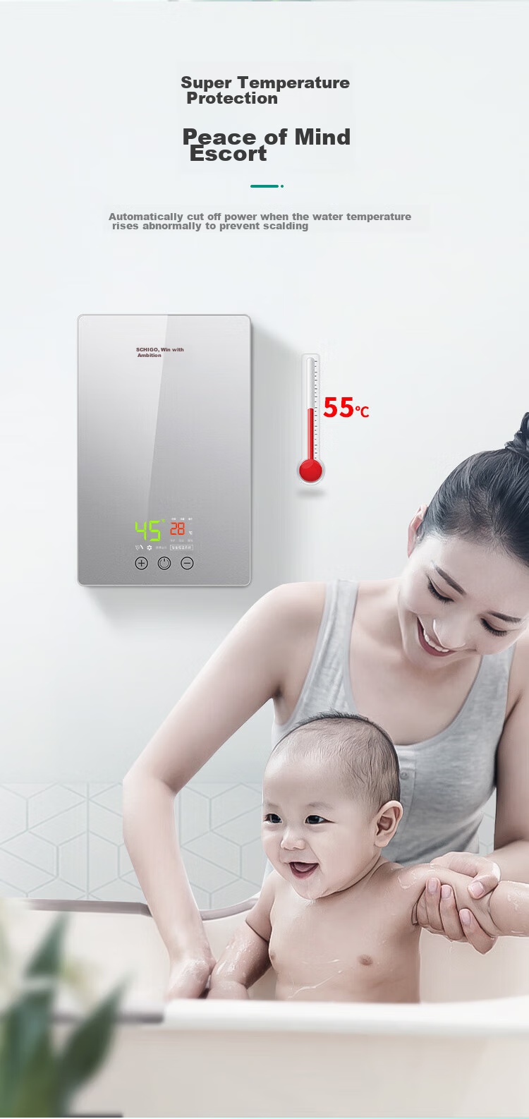 CHIGO Instant Electric Water Heater, 7500W Rapid Heating, Constant Temperature, Small Kitchen Treasure, Energy-Saving Household Integrated Shower, No Storage Water Required, Adjustable Power, ZG-KB732 11