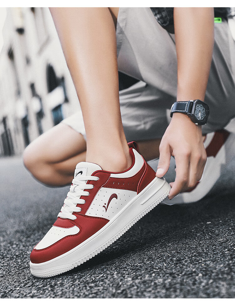 Guirenniao Men's Casual Sneakers New Couple's Thick-Soled Sports Shoes White/Red Size 41 17