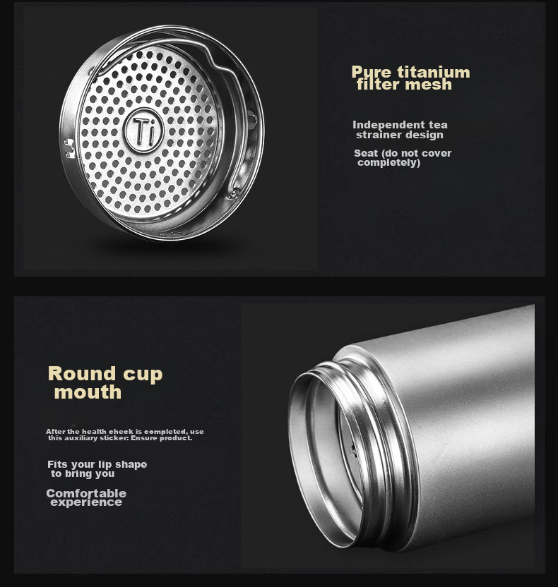 Shuiyisheng Titanium Cup Pure Titanium Insulated Mug for Men, Mild Alkaline Water Cup, High-End Business Tea Infuser Cup, Portable Health Cup with Engraving 18