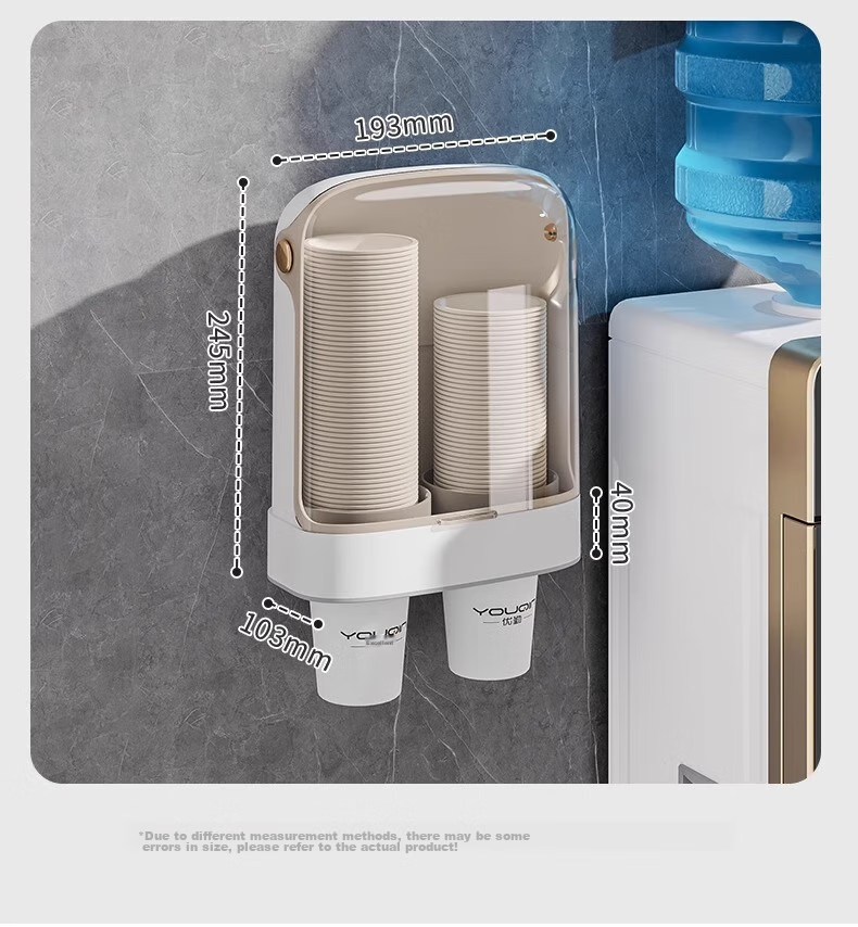 Jiadu Disposable Cup Dispenser, Wall-Mounted Water Dispenser Cup Storage Rack, Home Cup Holder, Paper Cup Rack 19