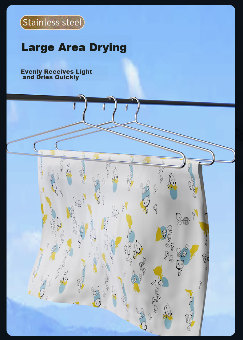 Jingxun [2-Pack] Stainless Steel Large Coat Hangers for Drying Quilts And Bed Sheets, Thickened Dormitory Oversized Clothes Hangers for Quilts, Bed Sheets And Towels 3