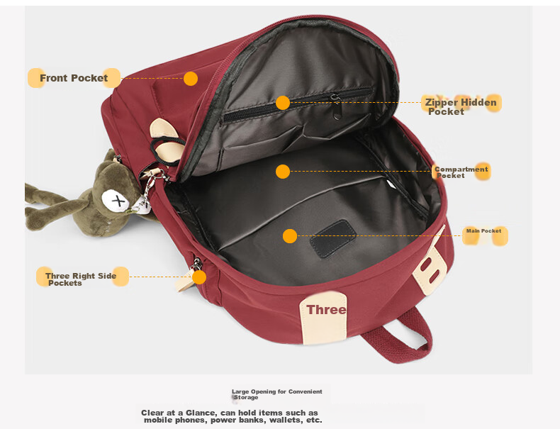 Aiqinghai Backpack for Women, Large Capacity School Bag for Primary, Middle And High School Students, Laptop Backpack for College Students, 15.6-Inch Computer Bag 4