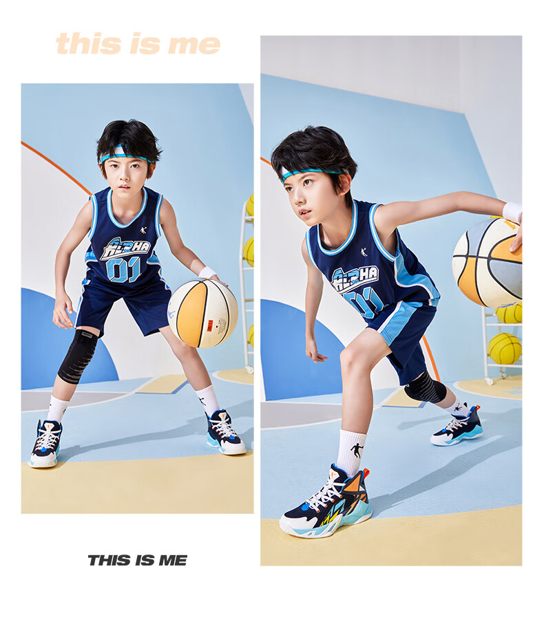 QIAODAN Boys' Basketball Set, Children's Full Size Summer Sports Two-Piece Set, Kids Training Uniform, Dawn Purple/Dawn Purple, Size 175 12