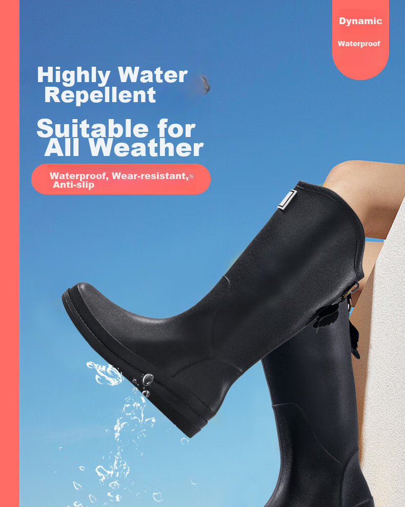 Lanoudun Rain Boots for Men And Women, High-Top Waterproof Shoes, Outdoor Non-Slip Rubber Shoes, Wear-Resistant Rain Boots, Overshoes YX1009 Size 40 1