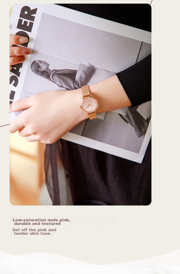 ROSSINI Women's Watch, Birthday Gift for Ladies, Quartz Fashion Simple White Dial Steel Strap 619920 6