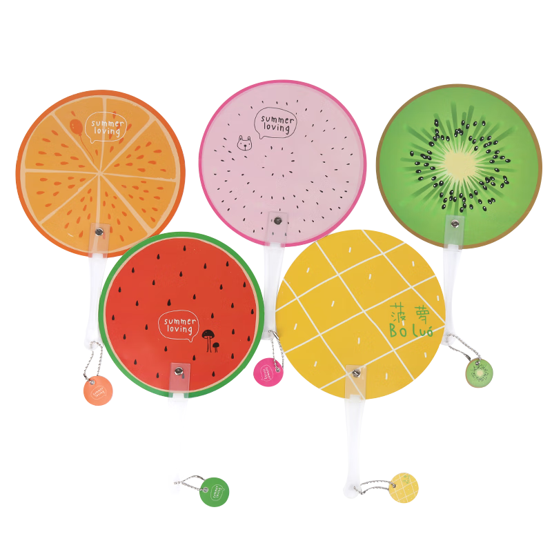 TaTanice Fruit Fan Set, Cute Cartoon Design, Portable for Girls, Students, Dormitory, Office, Small Fans, 5 Styles Included