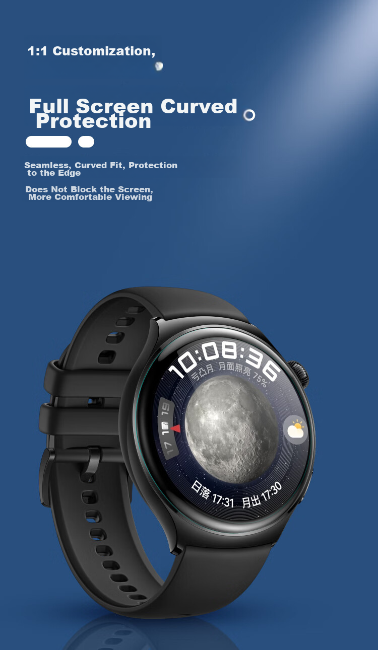 Freeson High-Definition Screen Protector for Huawei WATCH 4 Pro, Smart Sports Watch Protective Film, Full Coverage for Curved Screens, Scratch-Resistant And Wear-Resistant, Flexible TPE Material, Two-Pack 4