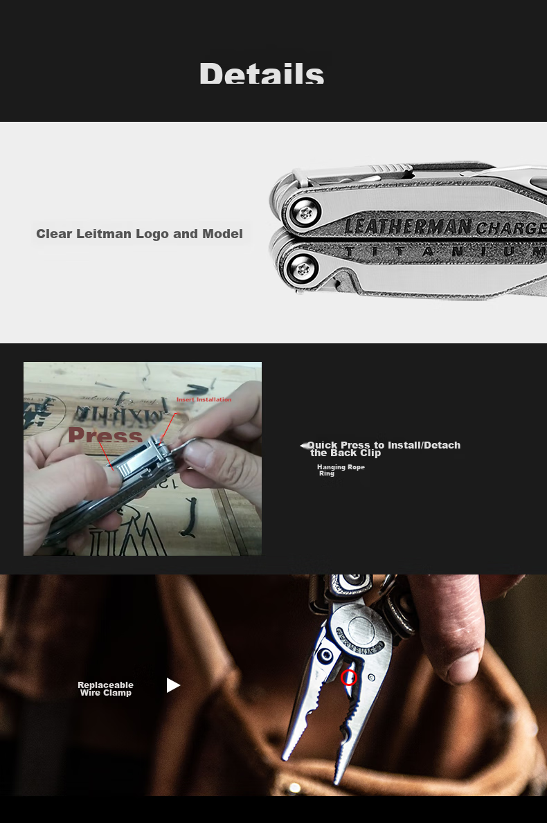 LEATHERMAN Leatherman Tool Pliers CHARGE, Ultra-Smart TTI PLUS, Multifunctional Pliers with Titanium Alloy Handle, Outdoor Tool 12