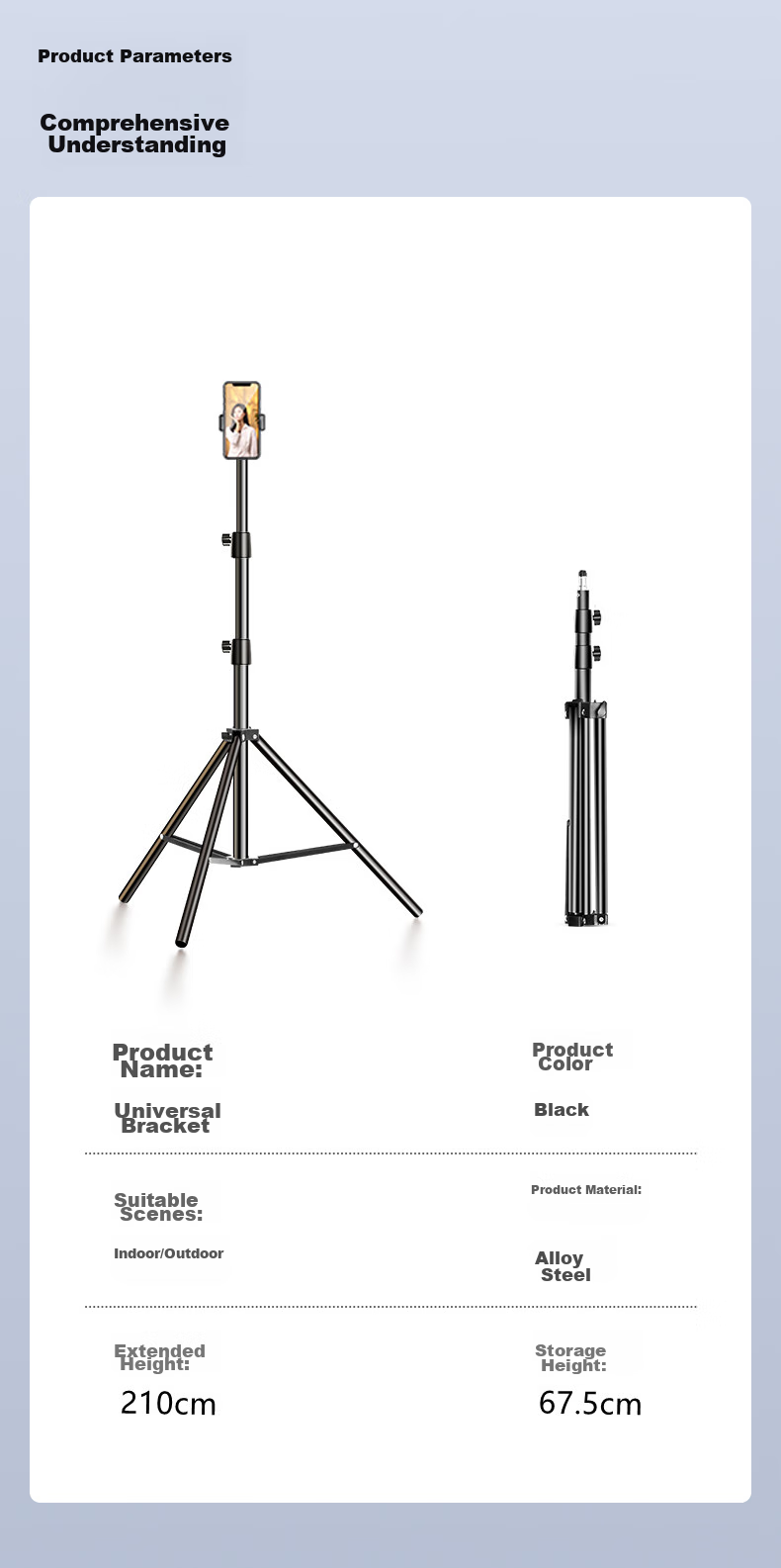LINGCHEN Floor-Standing Phone Stand, Live Streaming Tripod for TikTok And Kuaishou Short Videos, Influencer Triangle Stand, Outdoor Portable Bracket, 2.1 Meters Foldable Storage 17