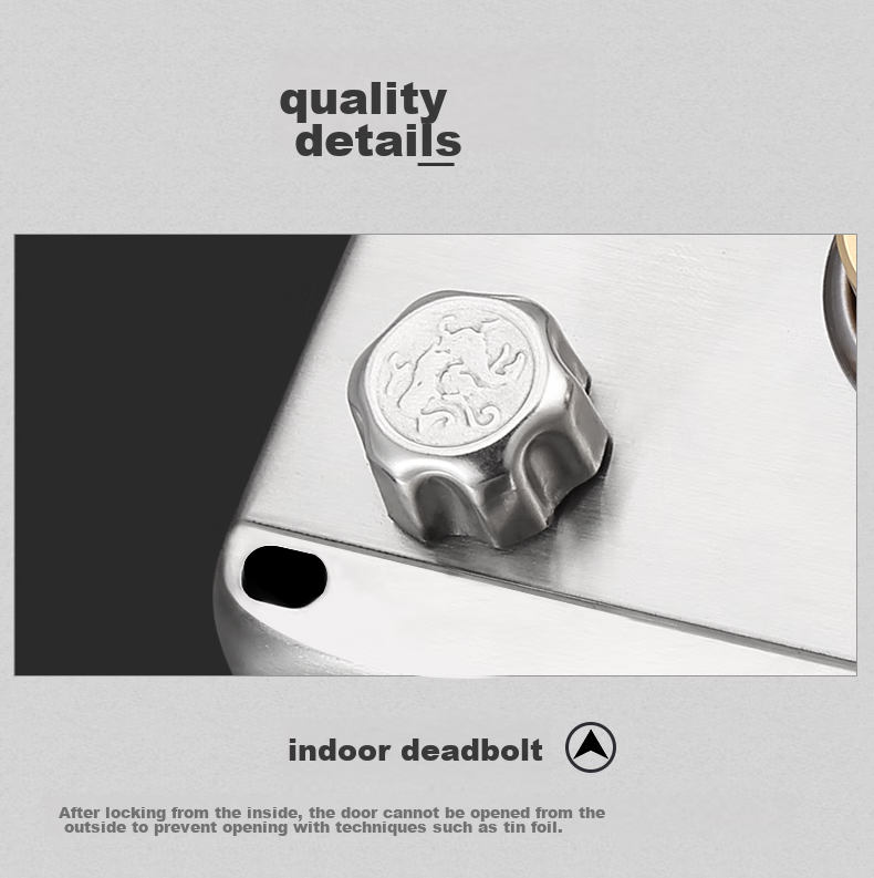 IGear Old-Style Door Lock, B-Grade Anti-Theft Exterior Door Lock, 304 Stainless Steel, Wooden Door Iron Thickened Lock Body, Interior Door Lock, Brushed Finish, Left-Opening 7