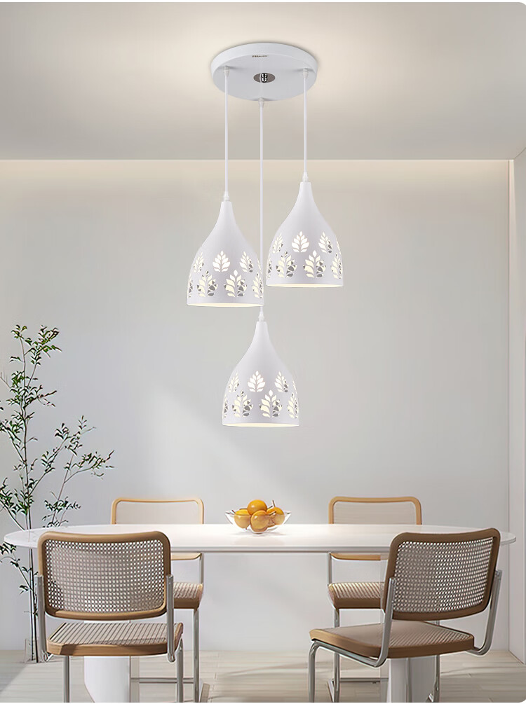 Foshanzhaoming Dining Room Pendant Light, Three-Head Ceiling-Mounted Dining Chandelier, Living Room Bedroom Bar Light, Round Disc 50623 7